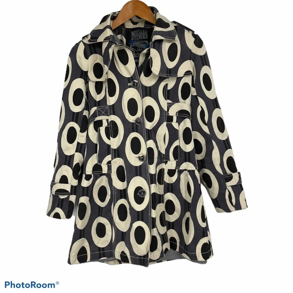 Millard Fillmore geometric pattern jacket short trench Small